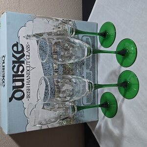 Duiske Irish Handcut Claddagh Vintage Champagne Flutes.
